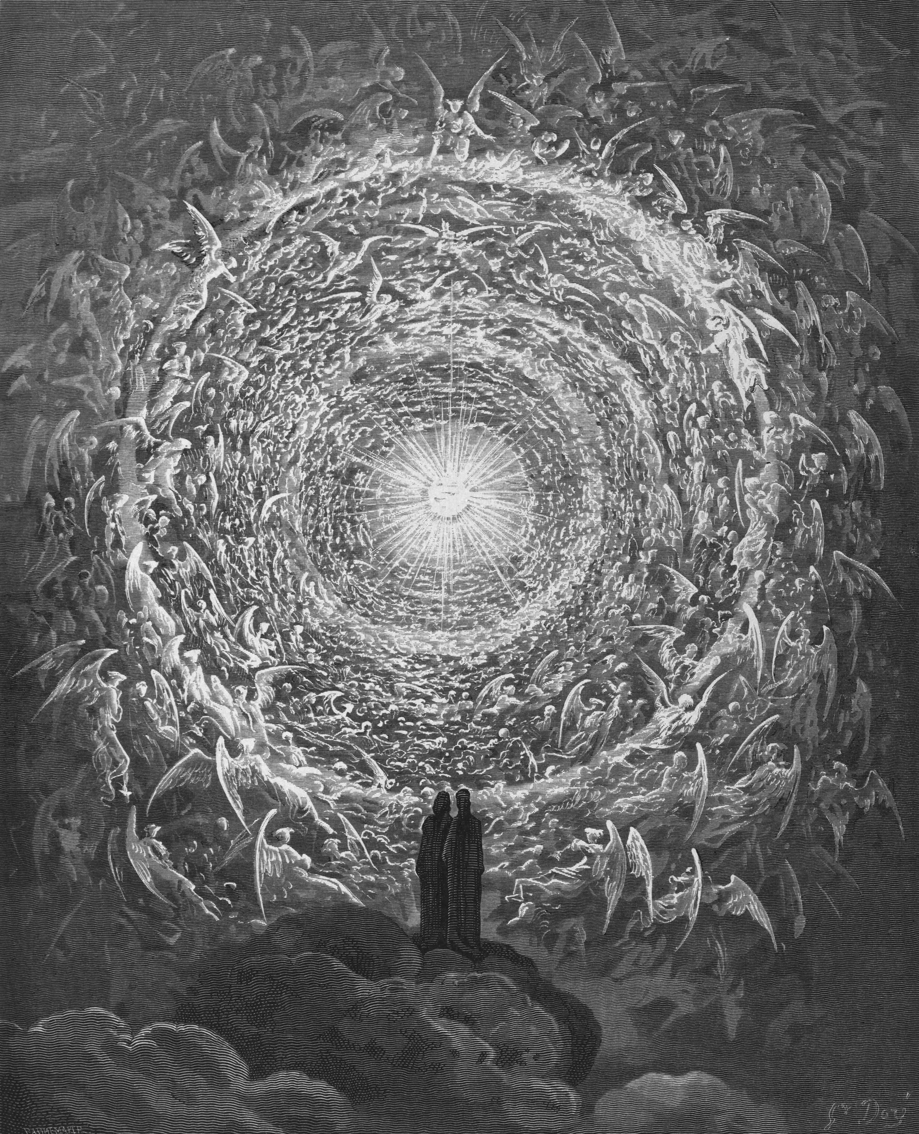 Dante and Beatrice gaze upon the highest heaven.